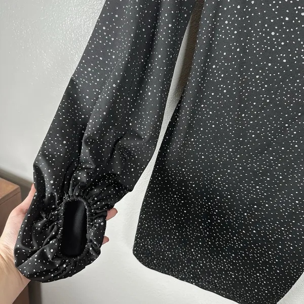 Lucy In The Sky Long Sleeve Mini Dress Womens Small Black Silver Glitter Party - Image 3