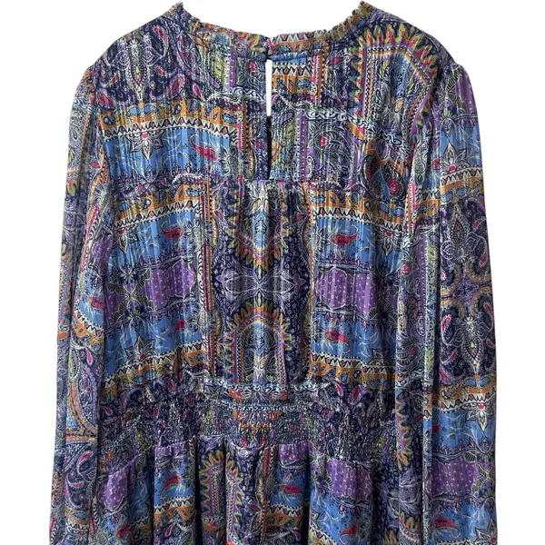 NWOT Skies are blue Paisley‎ Motif Tinsel Smocked Mini Dress Event Whimsical 2X - Image 6