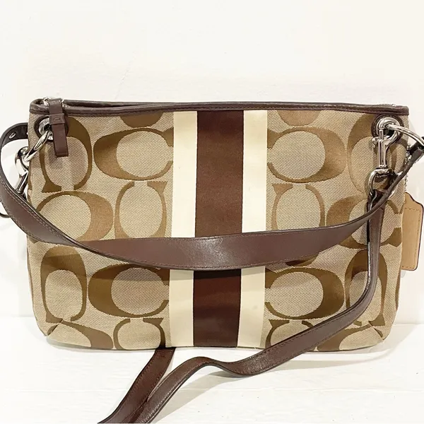 Coach Hampton Signature Weekender Striped Jacquard Canvas Shoulder Crossbody - Image 6