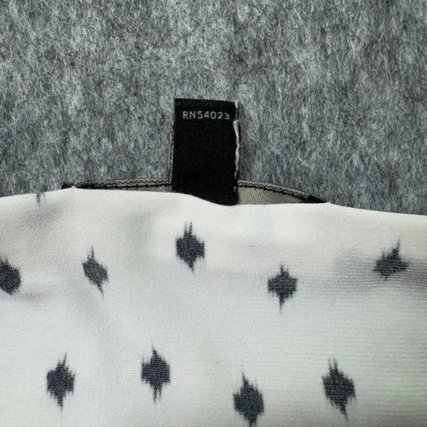 Banana Republic Women Top Sz S White Black Print Scoop Pleated Neck Sleeveless - Image 7