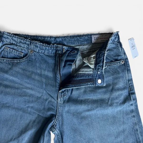 GAP UltraSoft Baggy Jeans Womens 27 4R Mid Rise Wide Leg Blue Denim NWT - Image 9