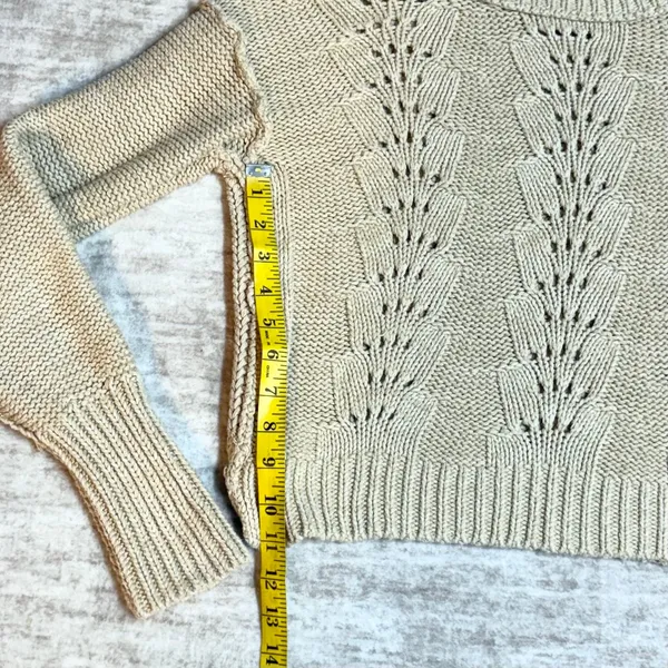 Free People Women’s Small Sweater Bell Song Pullover Knit Sandcastle Grandmacore - Image 3
