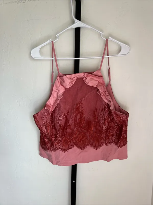 Anthropologie Maeve Pink Lace Bow Tank Top XL New With Tags coquette girly - Image 3