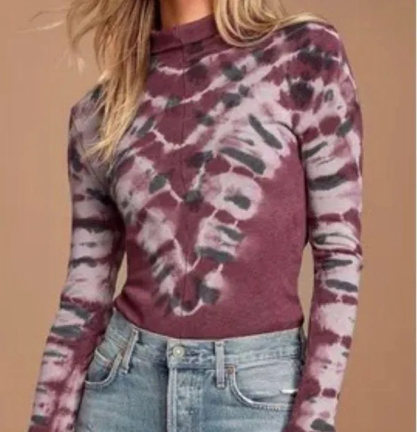 Tie Dye Tie It zip Turtleneck Top - Image 4