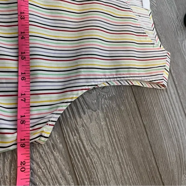 Crosby by Mollie Burch striped‎ asymmetrical top tortoise button back sz M - Image 8