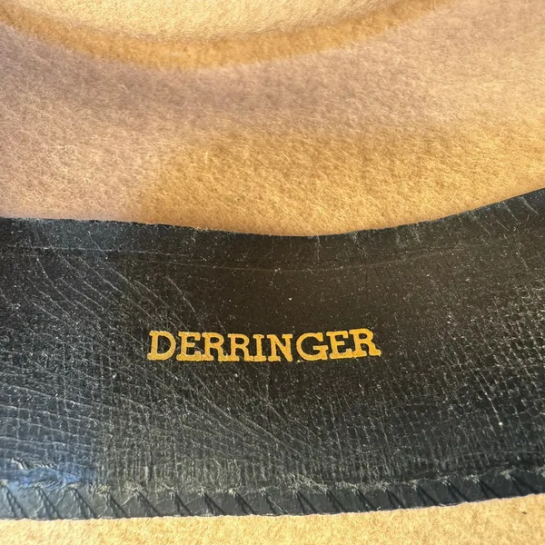 Derringer Unisex Vintage Felt Hat No Size Wool Blend Beige Brown Belt Halloween - Image 3