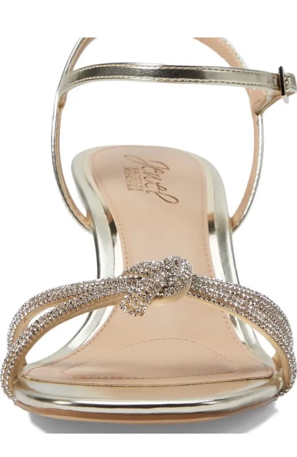 Jewel Badgley Mischka Maci Metallic Sandal with Rhinestone Knot Detail - Image 2