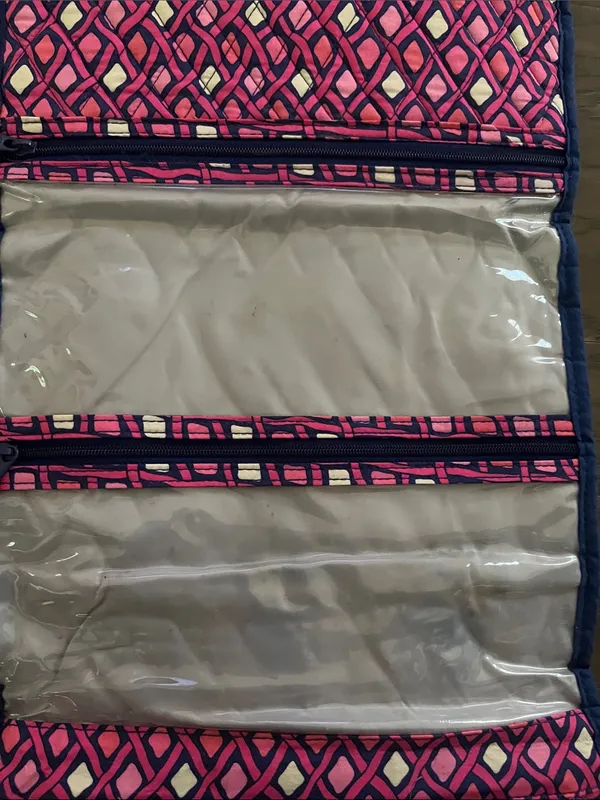 Vera Bradley Pink Navy Geometric Quilted Travel Tote - Image 3