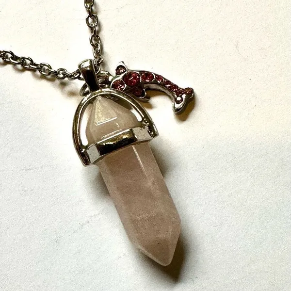Rose Quartz Dolphin pendant necklace Pink - Image 6