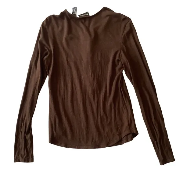 NY & Co Long Sleeve Henley Top Brown - Image 6