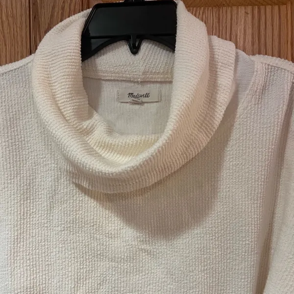 Madewell Mockneck Bell Sleeve Tie-Cuff Top Shirt‎ in Bright Ivory Size Medium - Image 6