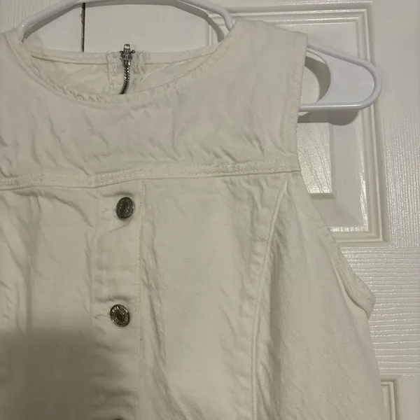 ZARA White Denim Midi Dress - Image 7