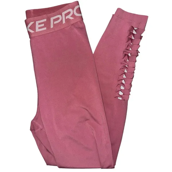 WOMENS NIKE Pro 7/8 TIGHTS DRI FIT Hi Rise Yoga PANTS Pink Size Small leggings - Image 2