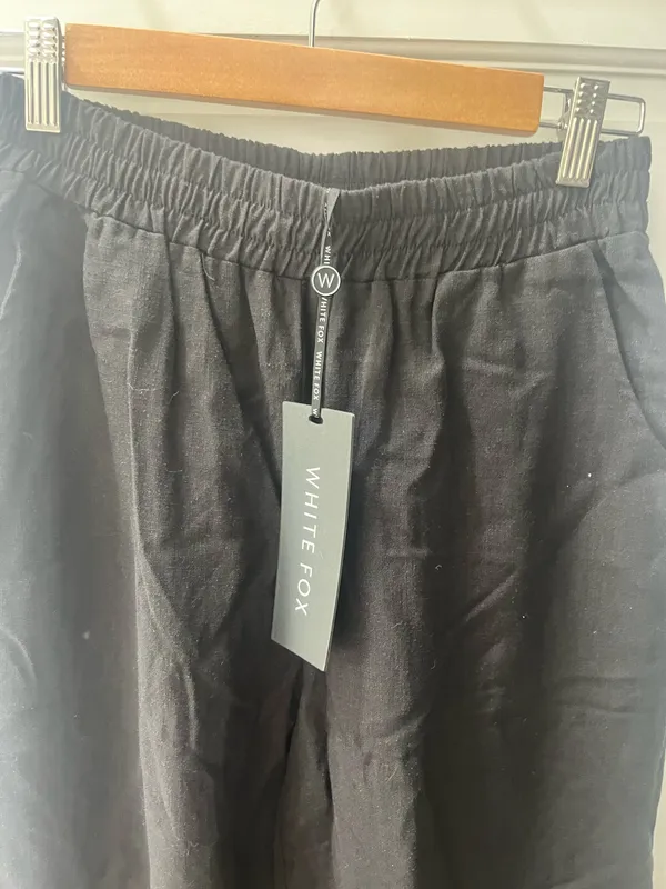 White Fox Black Linen Pants - Image 2