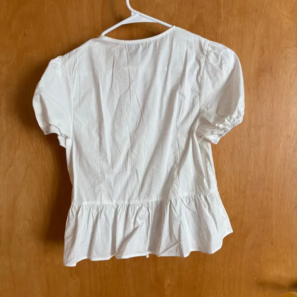 Edikted White‎ Tie-Front Peplum Top Short Sleeve Blouse Womens Size M NEW - Image 8