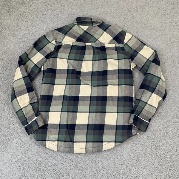 Carhartt Fleece Lined Flannel Shirt Women S Green Plaid Workwear Button Shacket - Image 6