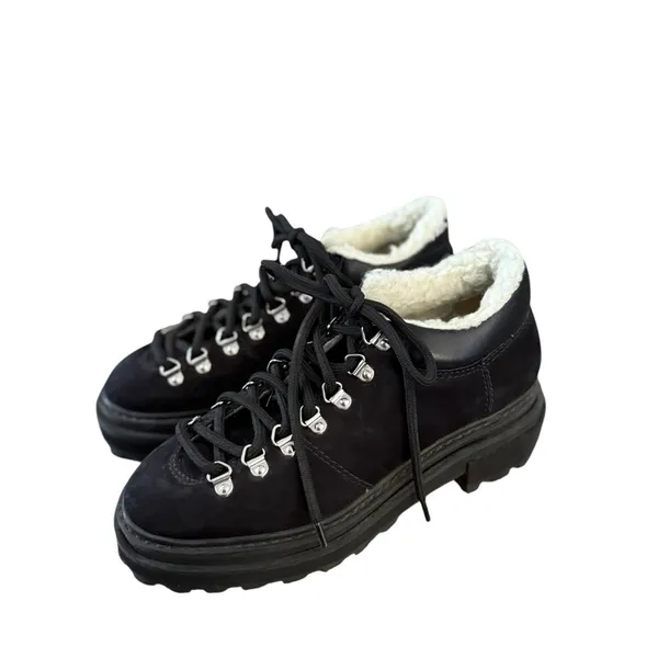 SCHUTZ Lucille Lace Up Sherpa Leather Suede Clogs Mules Sneakers - Image 2