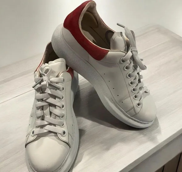 Alexander McQueen Platform Sneakers in White and Red Size 8 - Image 3