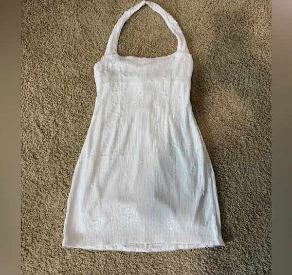 Show me your mumu white sparkly halter dress - Image 2
