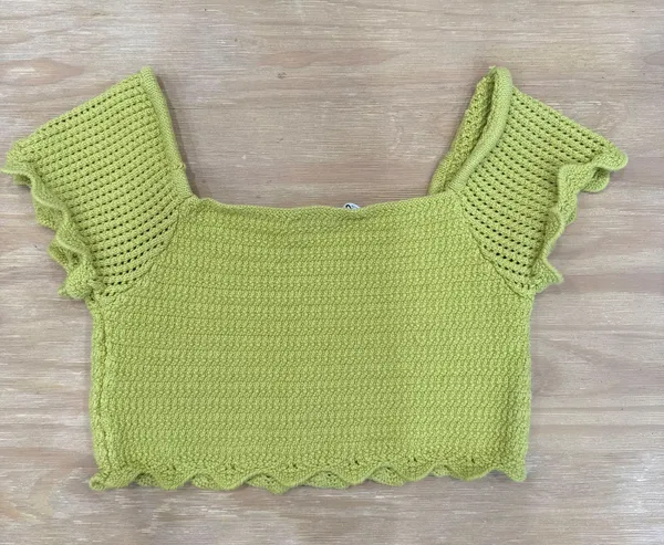 ZARA Crochet Crop Top Green Lime - Image 2