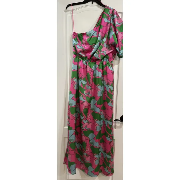 NWT SugarLips Large Pitaya Berry‎ Meara One Shoulder Satin Maxi Dress Satin - Image 6