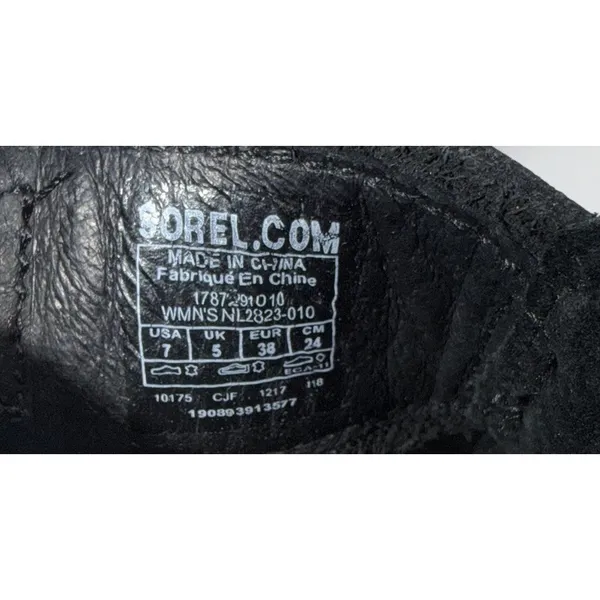 Sorel Joanie Black Leather Ankle Lace Up Wedge Heels Sandals Women's‎ Size 9 - Image 7