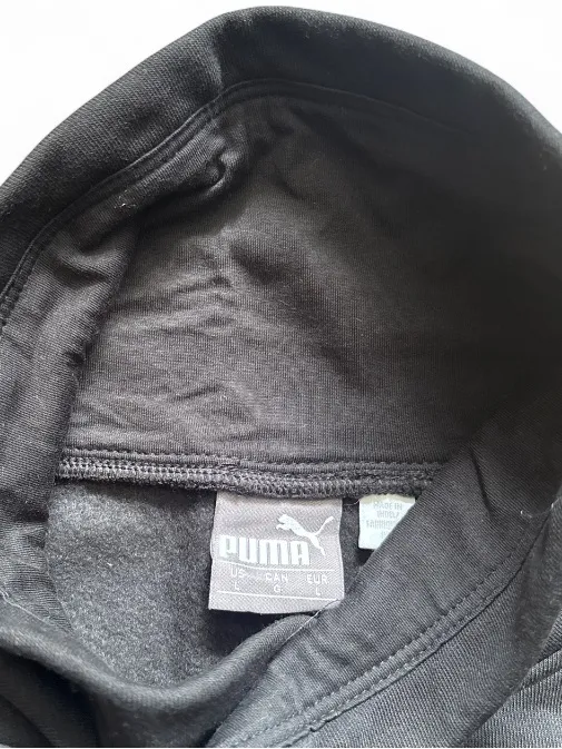 Puma Black Cowl Neck Sweatshirt with White Logo Women’s Size Large - Image 5