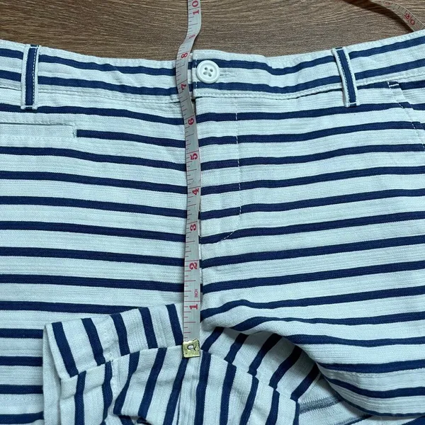 Gap Blue White Striped Welt Pocket Linen Look Cotton Shorts Womens Size 2 - Image 9