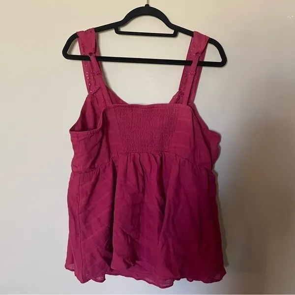 Torrid Babydoll Cotton Window Pane Button Front Tank in Red Bud - Image 11