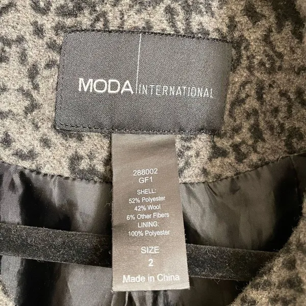 Moda International Victorias Secret Y2K Leopard Print Gray Black Peacoat Jacket - Image 3