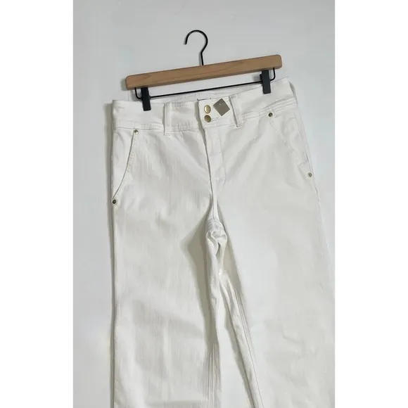 NWT!! J. CREW Slim Wide Jeans Stacked Buttons Solid White Size 29 Petite‎ 29P - Image 3
