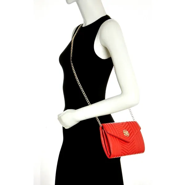 Badgley Mischka Crossbody Chevron Quilted Center Cover - Red - Image 11