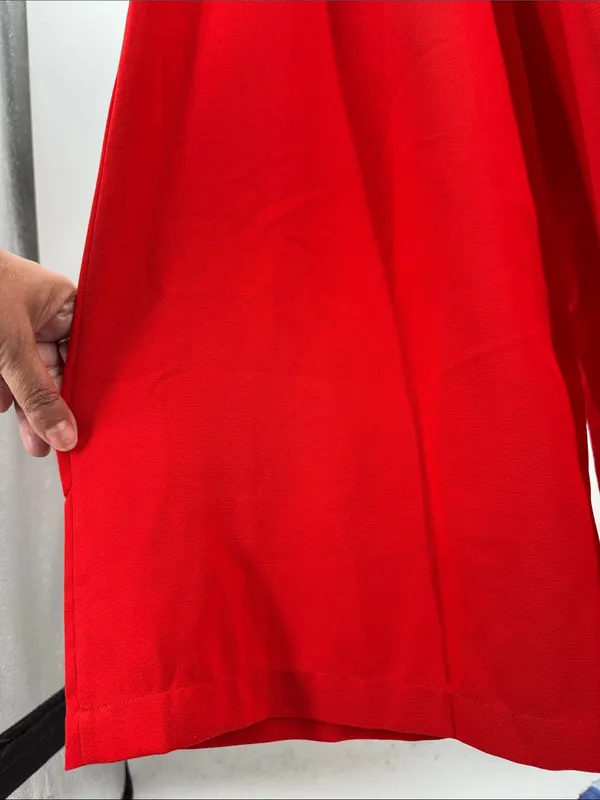 entro Vibrant Red Jumpsuit wide leg new bow cut out holiday M event party HOCO - Image 6