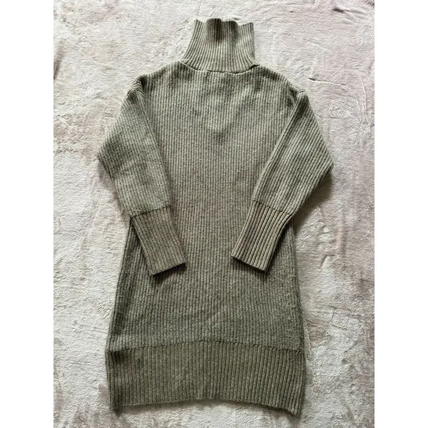 Cupcakes & Cashmere Notch Collar Sweater Dress Tan Zip‎ Shawl Size Large - Image 11