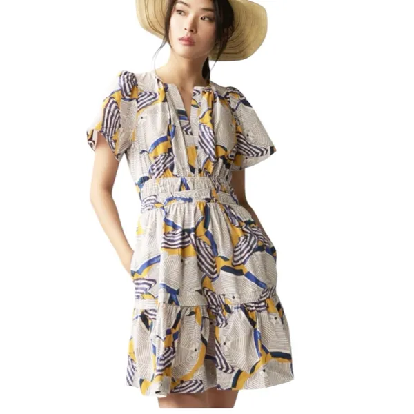 Anthropologie The Somerset Cotton Beach Umbrella Print Mini Dress Size S - Image 12