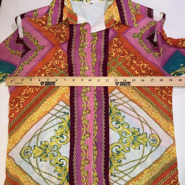 VIPAVADEE STUNNING Luxury Designer PRINT BUTTON FRONT‎ SHIRT 3/4 SLEEVES SZ S - Image 14
