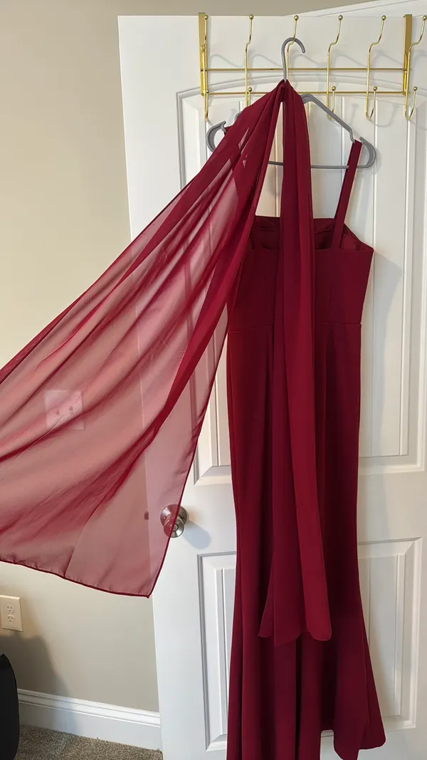 Azazie Bridesmaid Dress burgundy - Image 3
