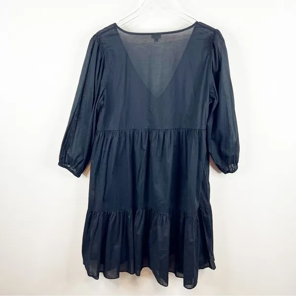 J.Crew Beachwear Button Front Bathing Suit Cover Up L Black - Image 3