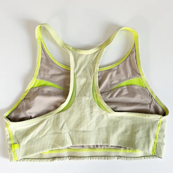Lululemon Womens Ribbed‎ Mesh High Neck Sports Bra Racerback 10 Highlight Yellow - Image 6