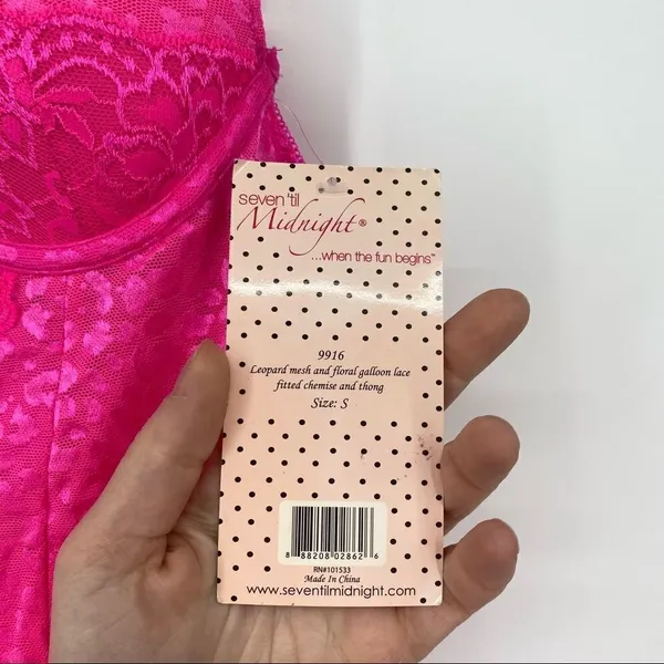 Seven Til’ Midnight‎ Lingerie Set Pink lace Garter & Thong small NWT - Image 7