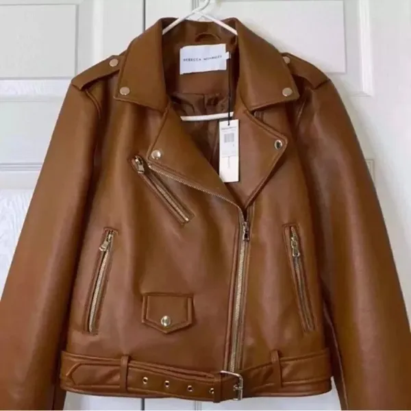 Rebecca Minkoff Cognac/Tan 
Moto Jacket( Size Small) - Image 7