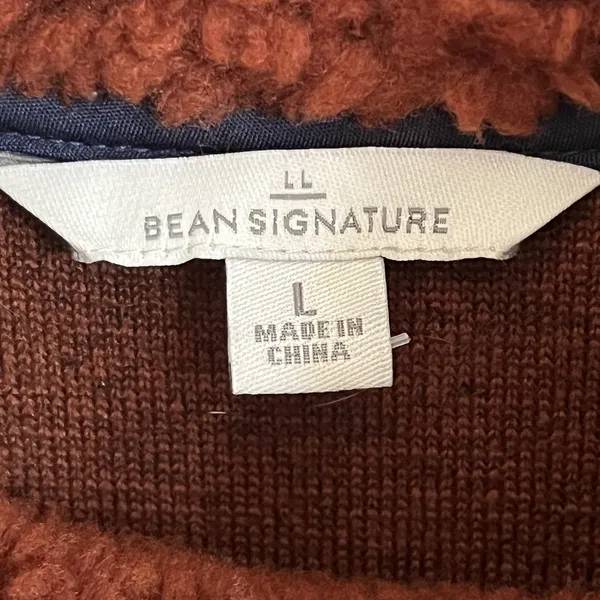 LL Bean Signature Jacket Womens Large Orange‎ Sherpa Fleece Cowl Neck Pullover - Image 4