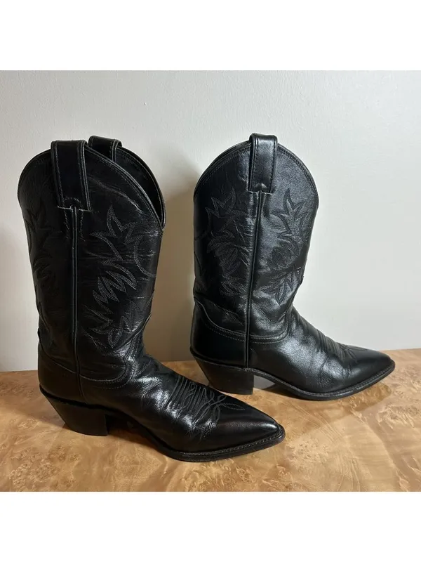 Justin Boots L4903 Black Leather Western Cowboy Boots USA Women's 6.5 B - Image 5