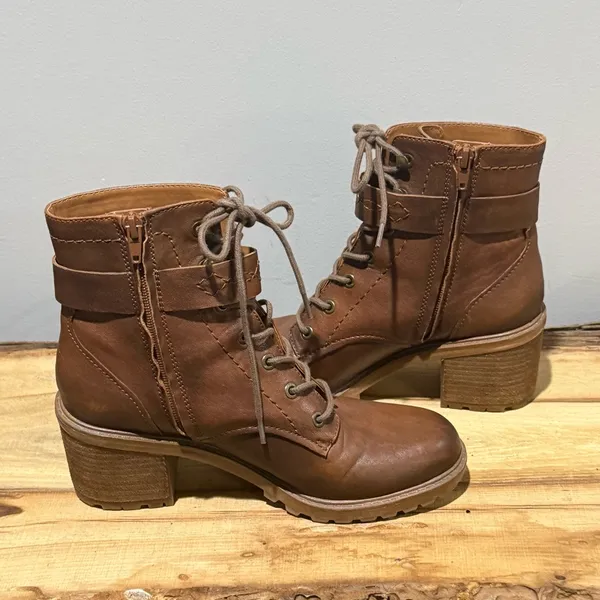ZODIAC Gemma Leather Size Zip Lace Up Combat Riding‎ Boot 8.5 B17B - Image 9