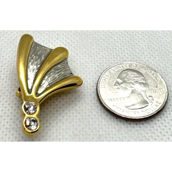 Vintage Rhinestone Gold and Silver Tone‎ Clip On Earrings 1960s Whimsical - Image 2