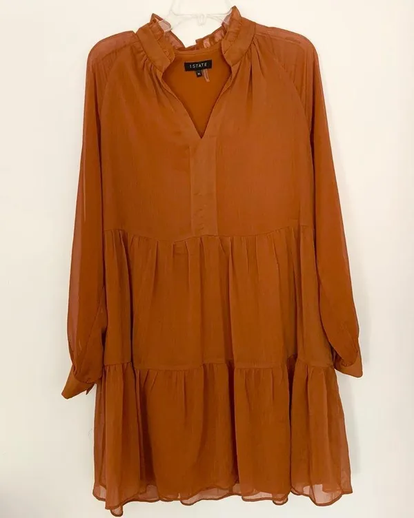 1 State Orange Tiered Dress - Image 3
