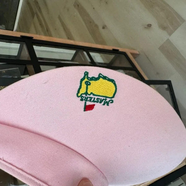 Masters Visor adjustable embroidered logo Augusta retro hat golf performance Pink - Image 2