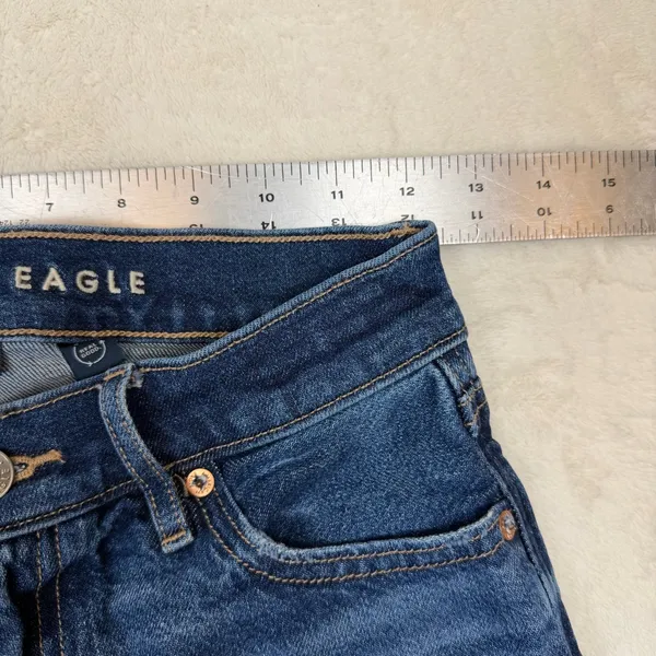 American Eagle‎ Strigid High Rise Cutoff Denim Jean Shorts Frayed Hem Womens 00 - Image 5