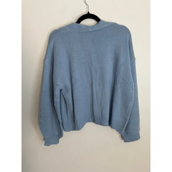 Light Blue Open Front Floral Cardigan size large NWT - Image 4