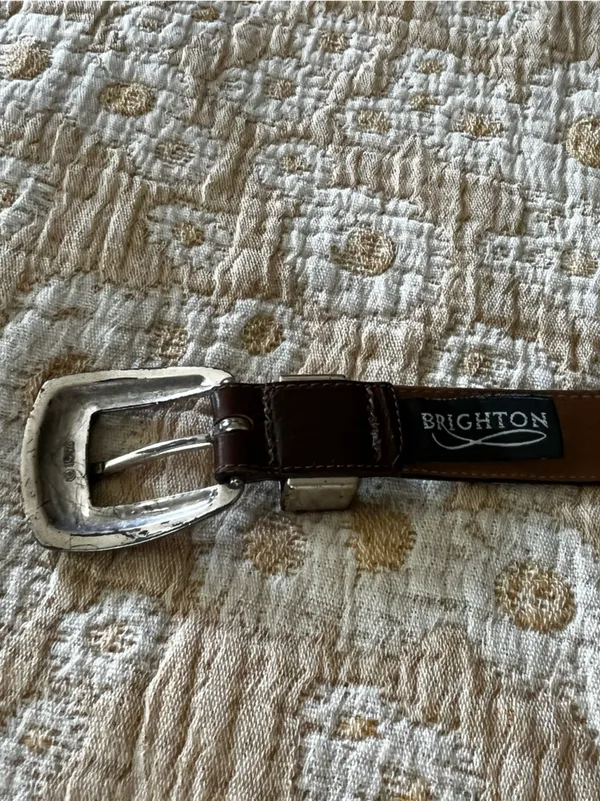 Brighton Brown croc Embossed Belt With Silvertone Hardware Vintage - Image 8